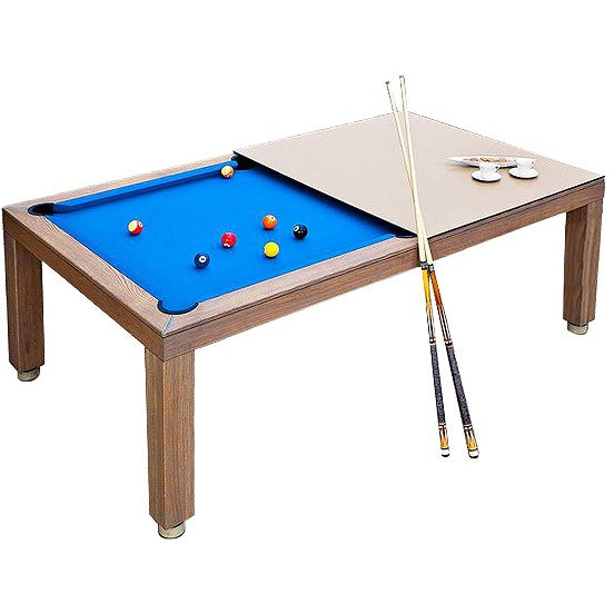 Bilijardai Pronto Vision Outdoor Home Use Pool Table in Oak 33 Finishing w/ Dining Top & Top Holder 8ft