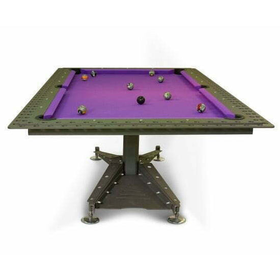 Bilijardai Decotech Modern Pool Table in Anthracite Finishing with Ball Return System 7ft with Glass Dining Top