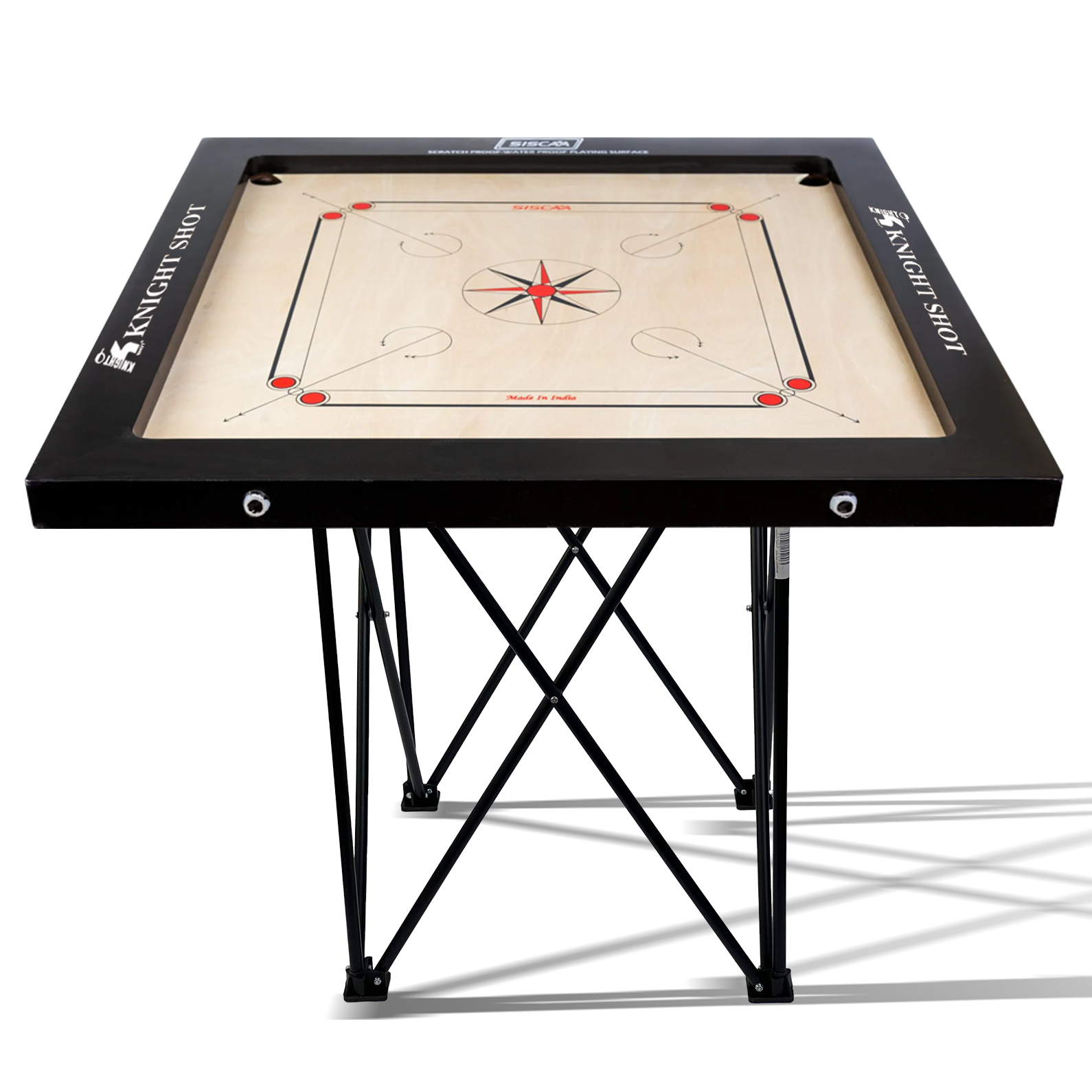 Knight Shot – Siscaa Black Foldable Carrom Board Stand