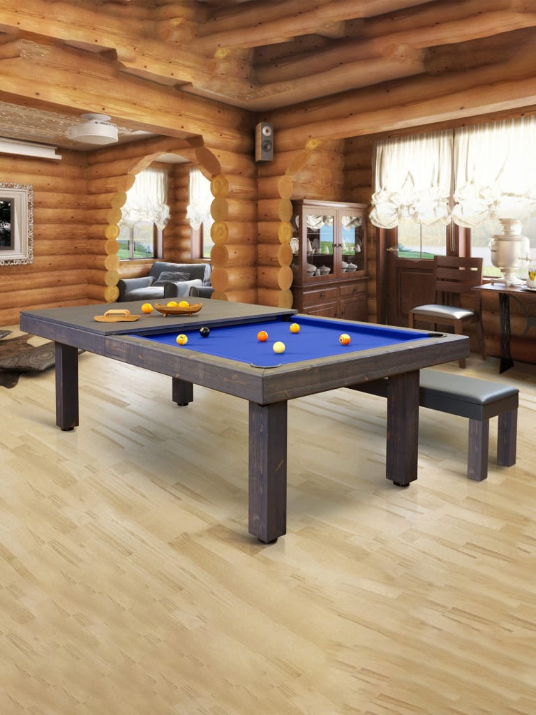 Bilijardai Dino Rustic Dark Brown Home Use Dining Pool Table 8ft