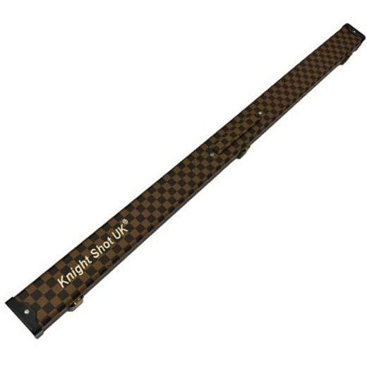 Knight Shot Snooker Hard Case 48" | Brown Checkered Plaid PU Leather | For 2pc &amp; 3/4 Jointed Snooker Cues | FB824