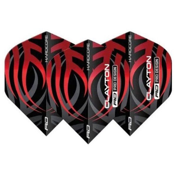 Red Dragon Jonny Clayton Tribal Hardcore Standard Black &amp; Red Dart Flights