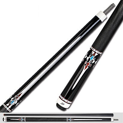 J Flowers Billiard Cue JF10-13BK Model In Black Lizard Leather Wrap w/ Carbon Shaft