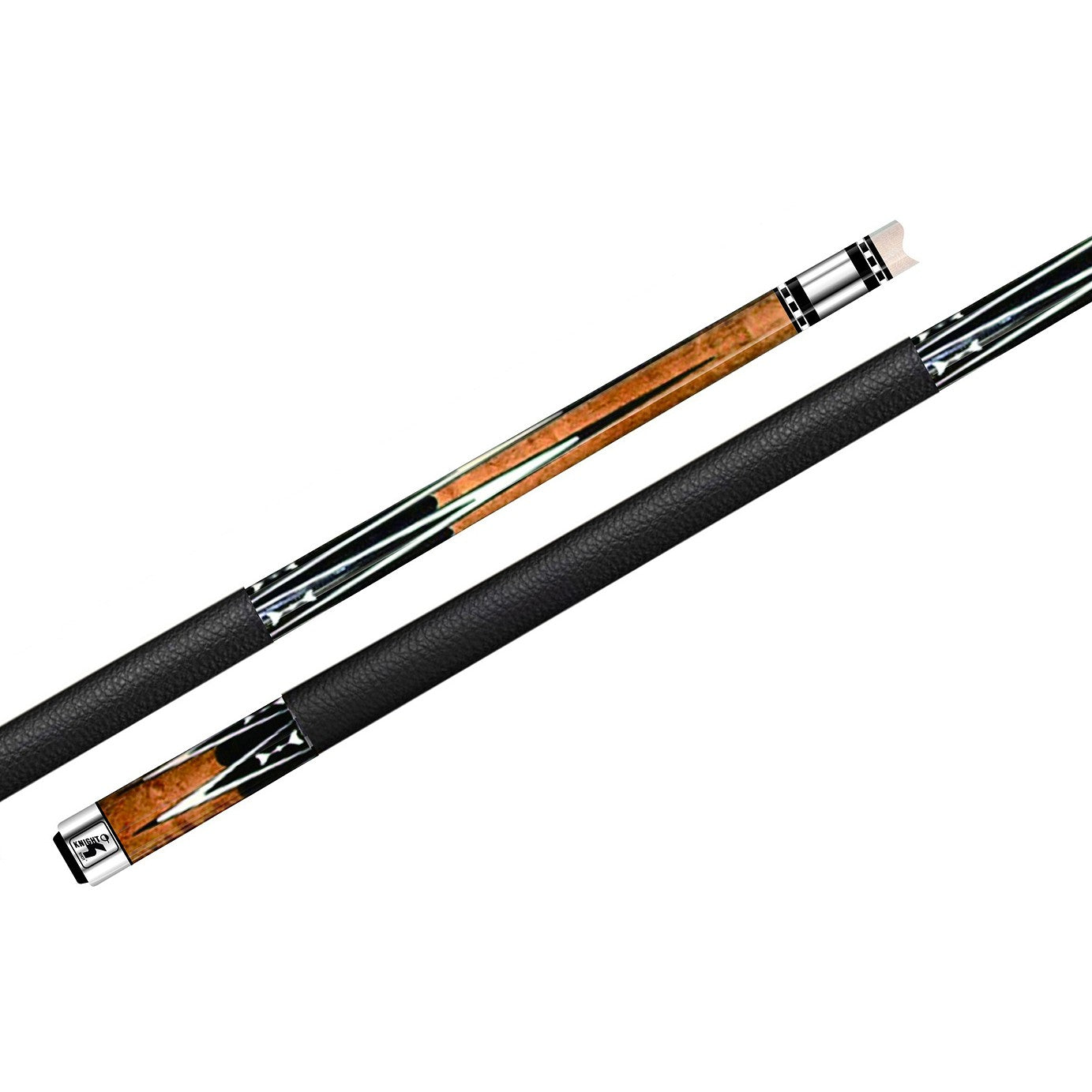 Knight Shot Pool Cue KSP3 2pc | Quick Release Joint | A2 Birdseye Maple & Polyboard Carved With Decal | Leather Grip