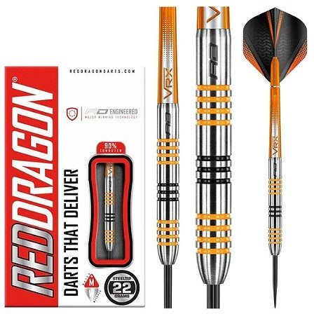 Red Dragon Amberjack 3 90% Tungsten Alloy Steel Tip Darts | 22 Grams| 3 Darts Per Set