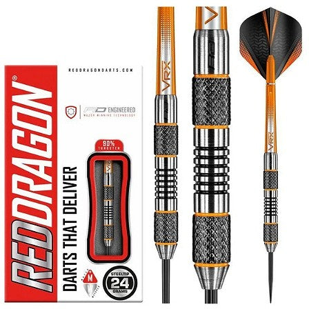 Red Dragon Amberjack 5 90% Tungsten Alloy Steel Tip Darts | 24 Grams| 3 Darts Per Set