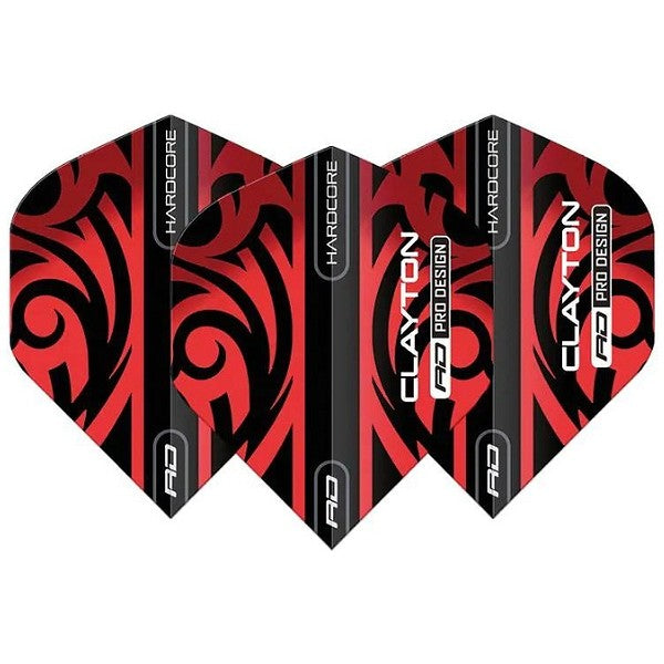 Red Dragon Jonny Clayton Red & Black Tribal Hardcore Standard Dart Flights