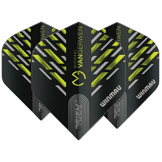 Winmau Prism Alpha MvG Black, Green & Grey Chevron Dart Flights