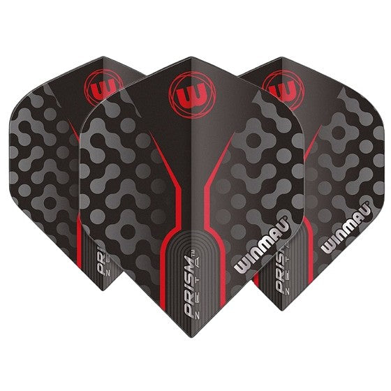 Winmau Prism Zeta Black, Grey & Red Dart Flights