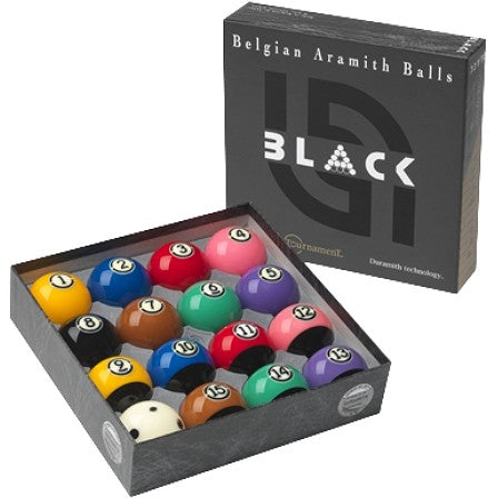 Aramith Tournament Black Pool Ball Set W/ Duramith™ Technology