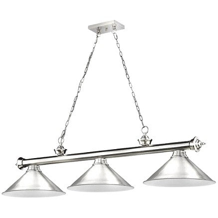 Knight Shot Pool Lights 3 Shades Silver Lamp