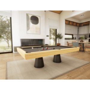 Billiards Breton Milo Pool Table 8ft in Natural Solid French Oak Finishing with 2 Conical Steel Legs