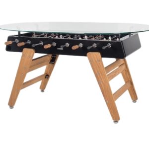 RS Barcelona RS3 Wood Dining Foosball Table Black-Negro Oval Top with Iroko Wood Legs | Indoor & Outdoor Use