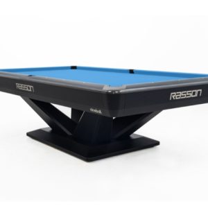 RASSON Victory III – 9ft Tournament Pool Table Ball Return – Black Fluorocarbon / Silver Fluorocarbon Finish