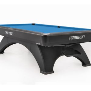RASSON Ox II – 9ft Tournament Pool Table Ball Return – Black Fluorocarbon / Silver Fluorocarbon Finish