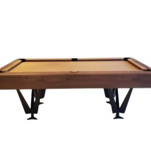 Bilhares Carrinho Space II Modern Home Use Pool Table in Walnut Finishing with Black Metal Legs
