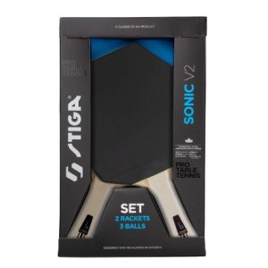 Stiga Sonic V2 Table Tennis Bat Set – 2 Rackets with 3 Balls