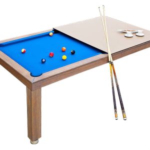 Bilijardai Pronto Vision 8ft Outdoor Pool Table – Oak Finish with Dining Top & Holder