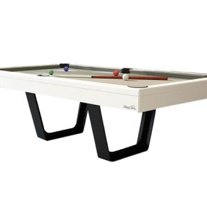 Billiards Breton Aero Pool Table | White Satin Finish with Metallic Black Legs – 8ft