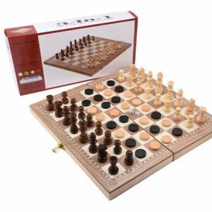 Knight Shot 3-in-1 Board Game Set (802) - Chess, Checkers & Backgammon - 48x48cm