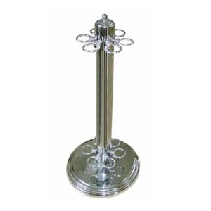 Knight Shot Steel Cue Stand – 6 Cues | Silver Finish | Billiard Accessory