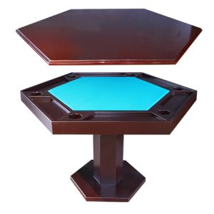 Knight Shot 6-Player Game Table – Hexagonal Dining Top, Dark Walnut Finish | UAE Delivery
