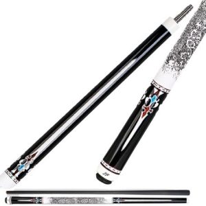JFlowers Billiard Cue JFS10-13WF - Carbon Fiber Shaft & White Lizard Leather Wrap