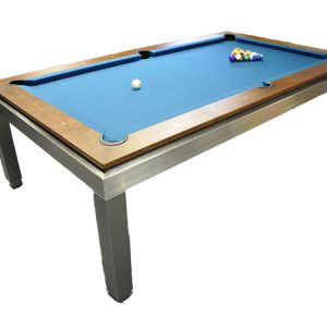 Bilhares Carrinho New York Dining Pool Table – 8ft | Panga Wengue Finishing with Stainless Steel Legs