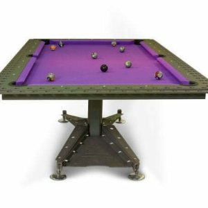 Bilijardai Decotech Modern Pool Table in Anthracite Finishing with Ball Return System 7ft with Glass Dining Top