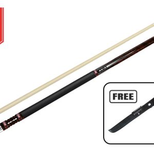 Knight Shot Billiard Cue KSP6  – 2pc Birdseye Maple & Leather Grip + Free Cue Case
