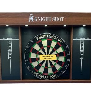 Knight Shot Dartboard Cabinet in Oak Finishing with Lights
