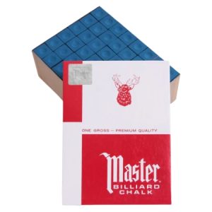 Master Billiard Chalk – 144 Piece Box - Blue, Red, Gold