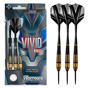 Harrows Vivid Brass Black Steel Tip Darts - 21g