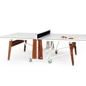 RS Barcelona Folding Ping-Pong Table | Indoor Outdoor with Iroko Legs | White