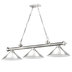 Knight Shot Pool Lights 3 Shades Silver Lamp