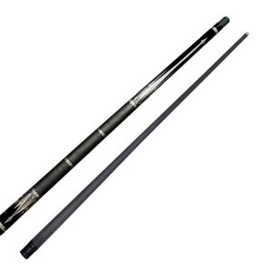 JFlowers Billiard Cue JFS20-26BF Silver - Carbon Fiber Shaft & Black Leather Wrap