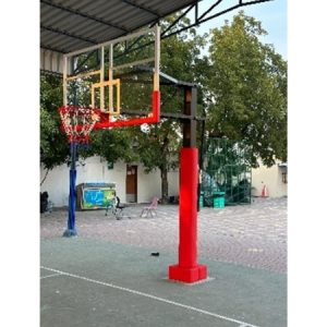 Basketball Post Fixed Type with Clear Backboard & Heavy-Duty Hoop | 150x150mm Pole