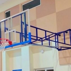 Basketball Side Wall-Mounted Foldable System with Height-Adjustable 1800x1050mm Backboard