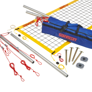 Sunvolley Plus 9.5 Meter Beach Volleyball Net & Outdoor Post Set – Premium German Tournament Kit